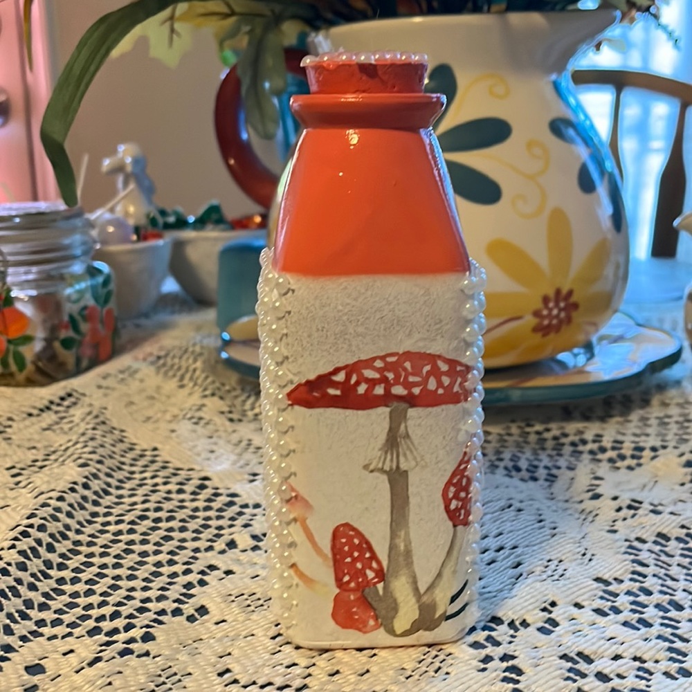 Mushroom jar with cork stopper.